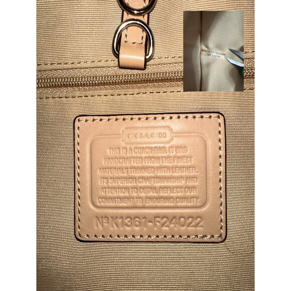 Coach Devin Shoulder Bag F24022 Orange Animal Print Canvas Tan Leather Tote - Picture 7 of 7